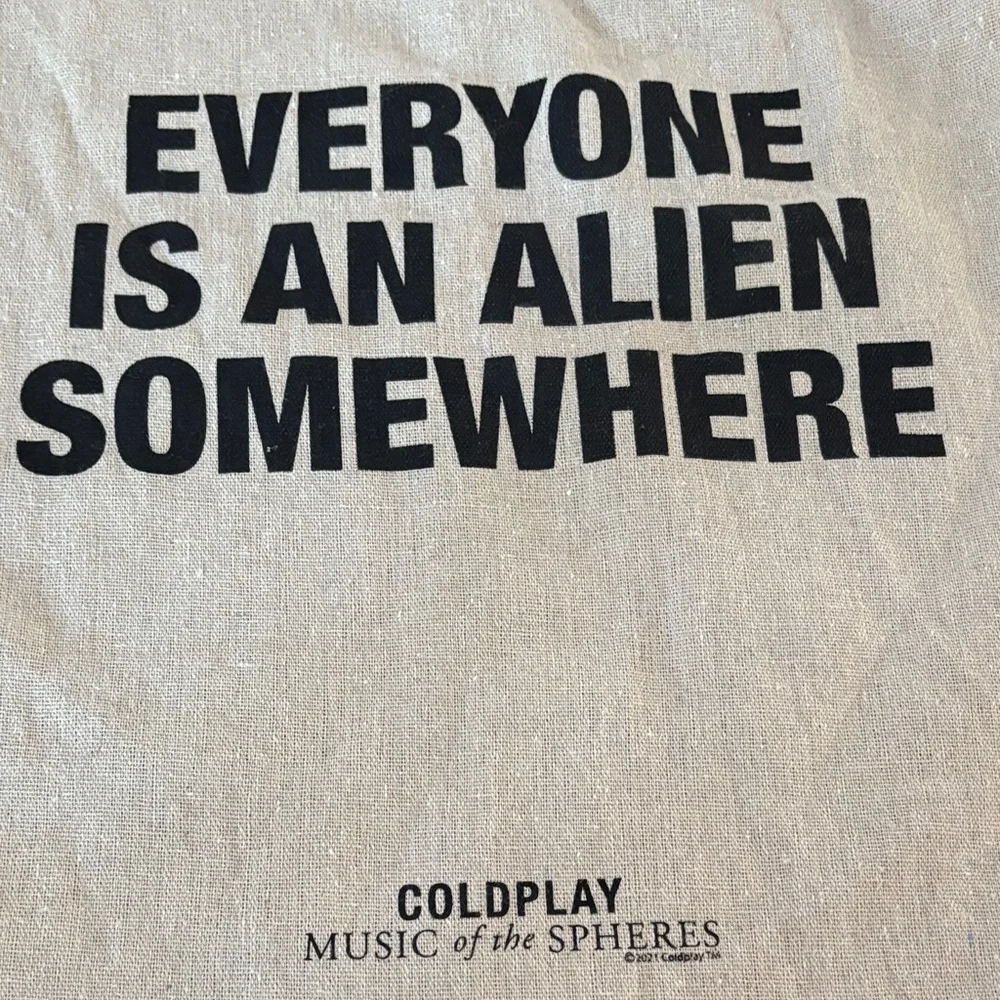 COLDPLAY EVERYONE IS AN ALIEN SOMEWHERE MUSIC OF THESPHERES DRAWSTRING BACKPACK